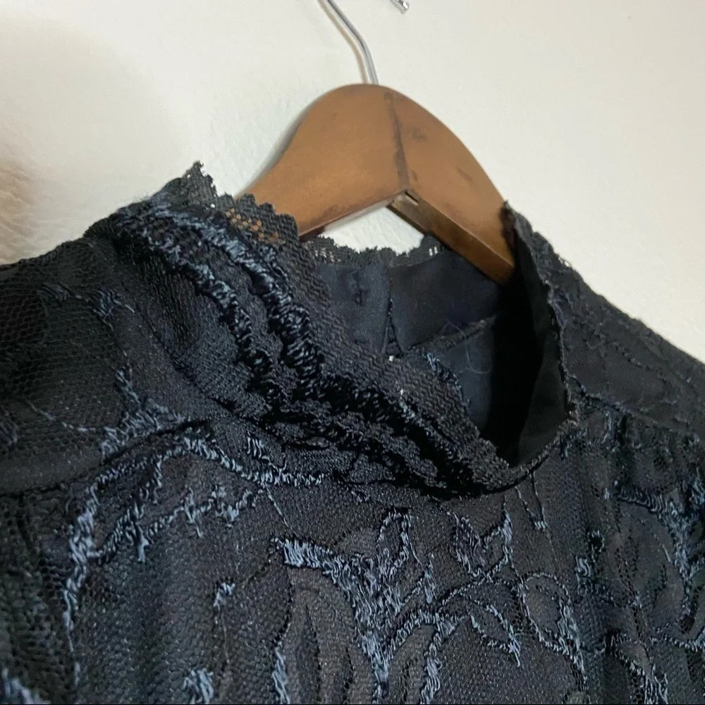 Vintage Mockneck Black Floral Lace Dress Sheer Size M/L BLAIR BOUTIQUE - Picture 8 of 13